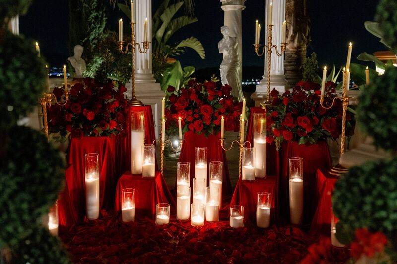 Candlelit nighttime proposal