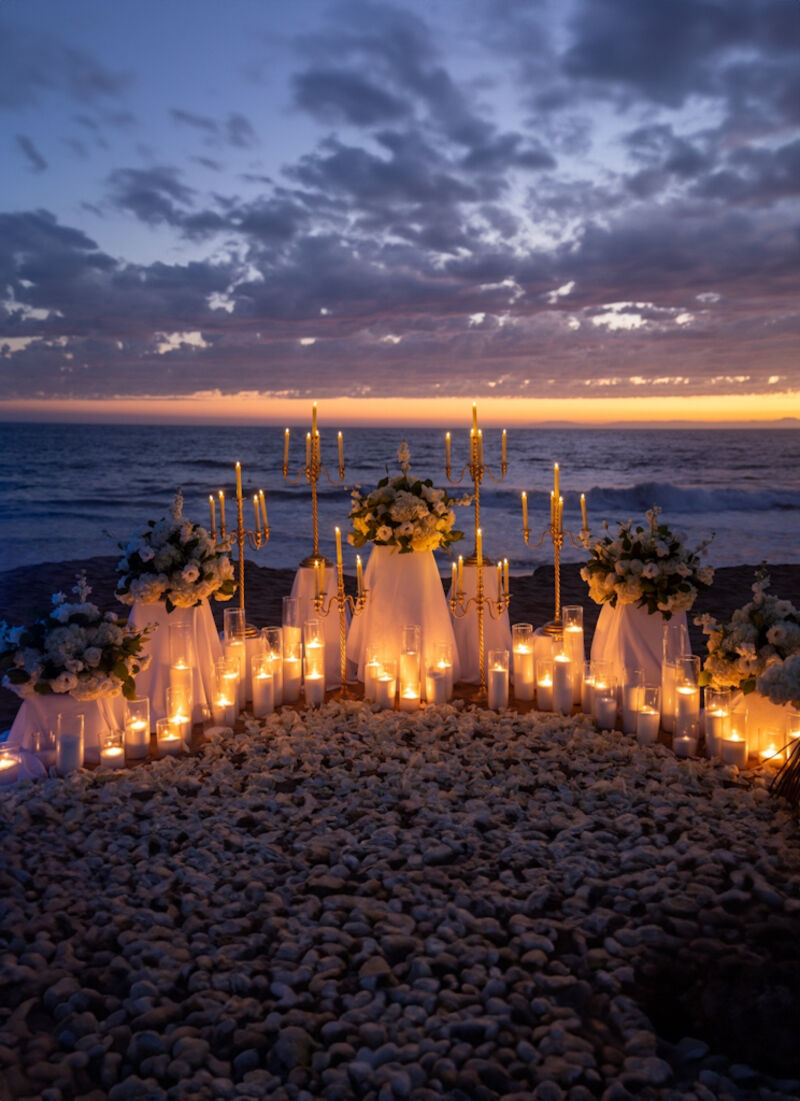 Beachside candle setup