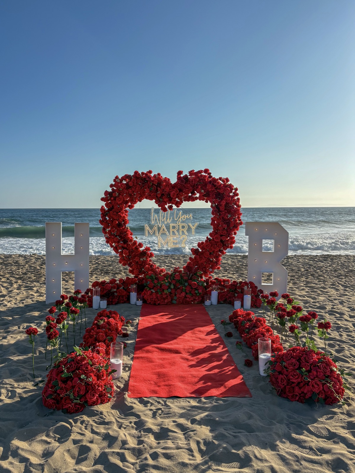 Red Heart Arch with Marquee Letters — marquee letter lights proposal